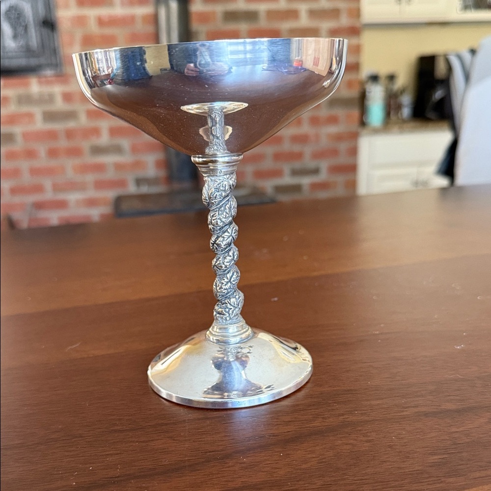 Vintage Spanish MCM Grapevine Silverplate Champagne Coupe